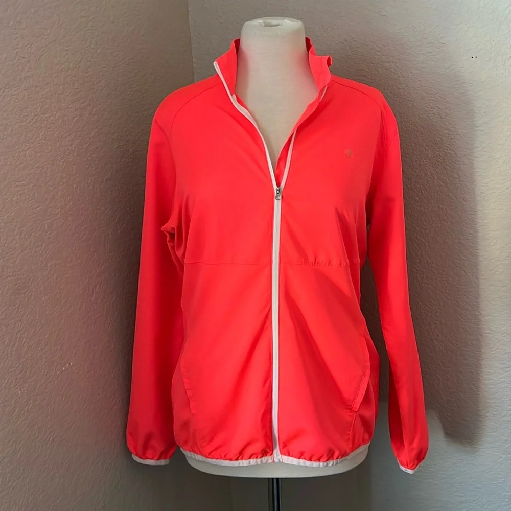 CHAMPION neon pink/watermelon colored windbreaker jacket